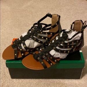 Black/ gold gladiator sandals new